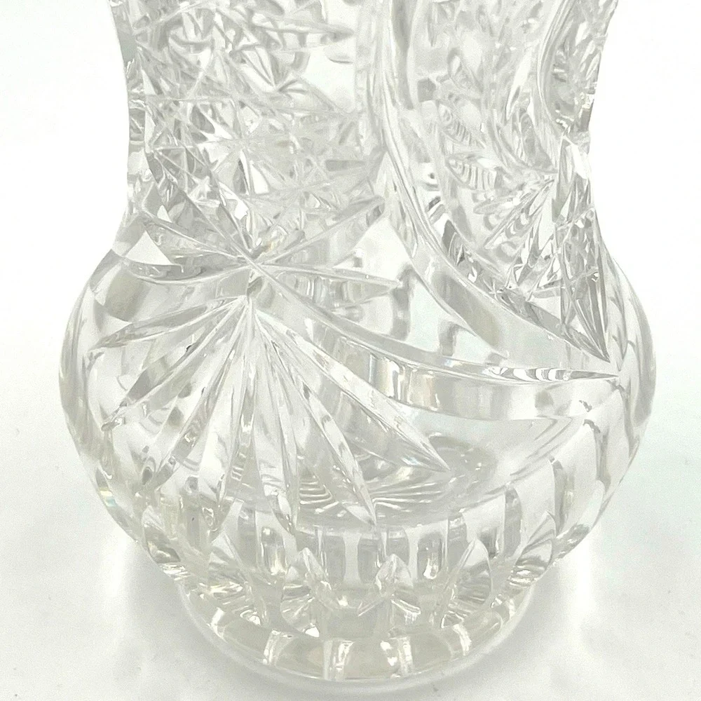 American Brilliant Cut Crystal Vase Star Pinwheel Hobstar Waisted Form c.1900